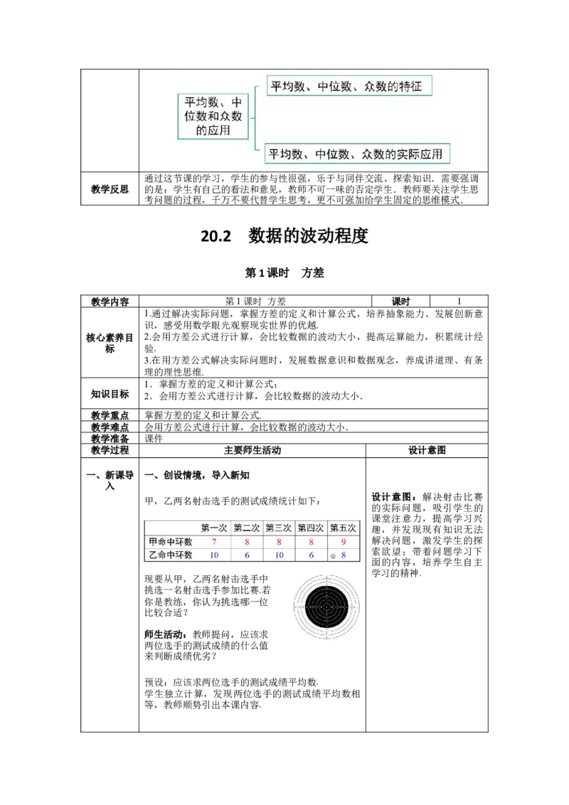 核心素养教案合集8下数（表格式Y）选择1_初中数学_八年级数学下册（人教版）_教案多套