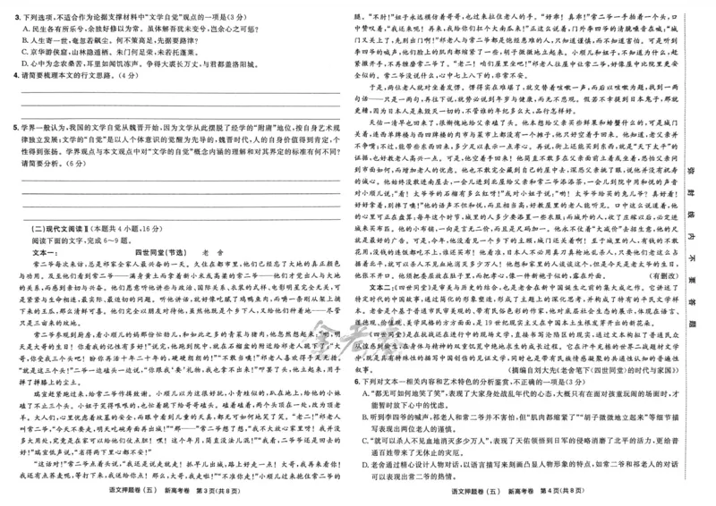 语文试题_2023高考押题卷_2023版天星金考卷最后一卷_新高考版_最后一卷&middot;语文