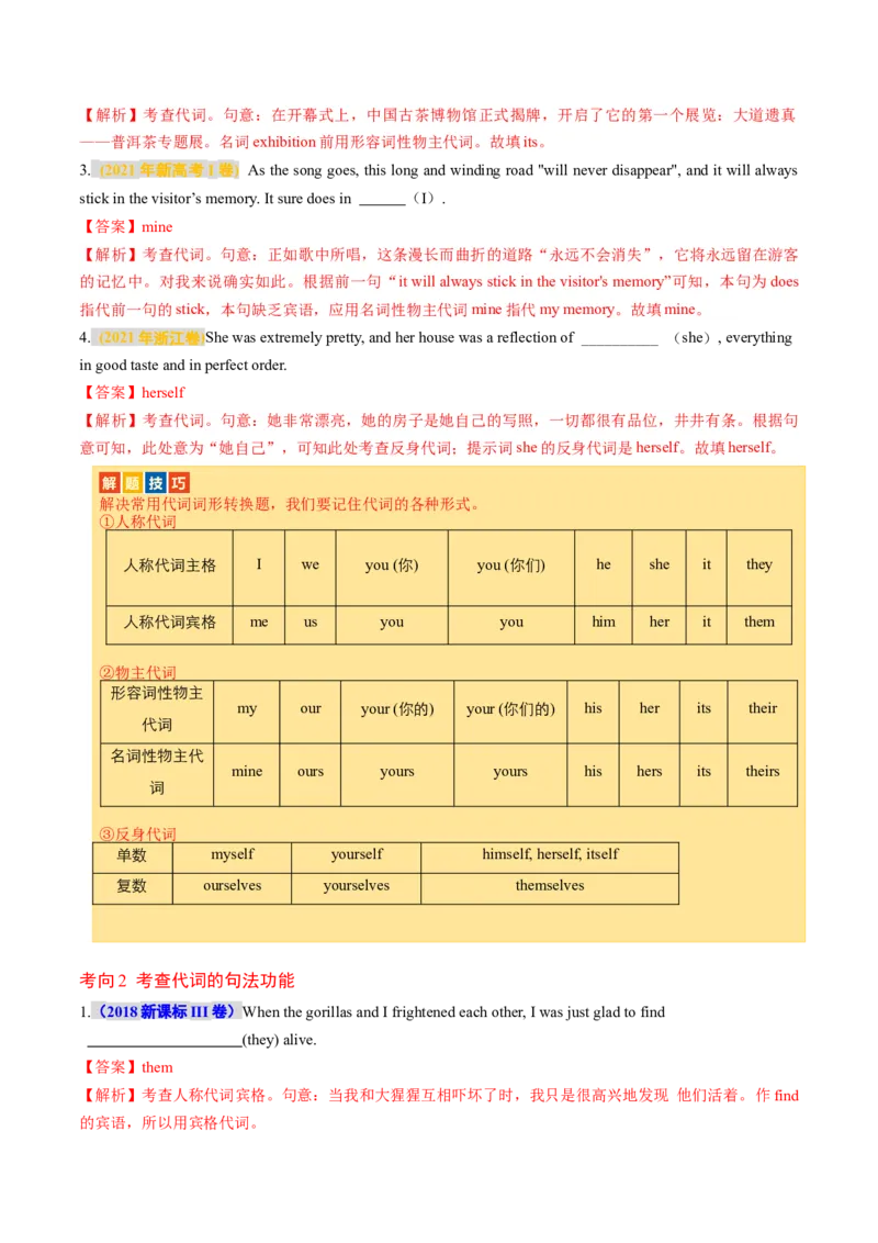 专题02冠词、代词（讲义）（解析版）_03高考英语_2024年新高考资料_2.2024二轮复习_2024年高考英语二轮复习讲练测（新教材新高考）_第一部分语法知识