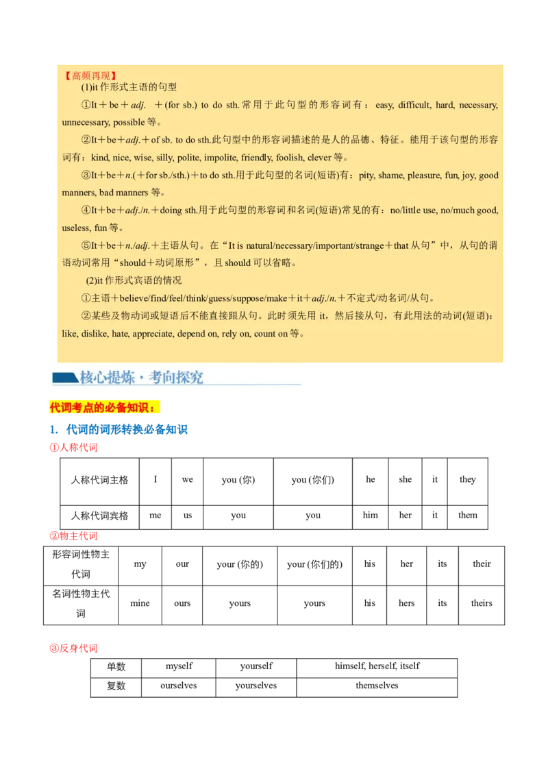 专题02冠词、代词（讲义）（解析版）_03高考英语_2024年新高考资料_2.2024二轮复习_2024年高考英语二轮复习讲练测（新教材新高考）_第一部分语法知识