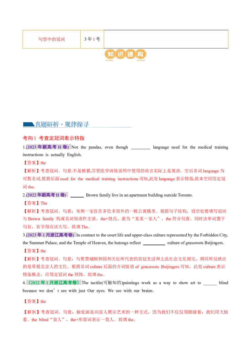 专题02冠词、代词（讲义）（解析版）_03高考英语_2024年新高考资料_2.2024二轮复习_2024年高考英语二轮复习讲练测（新教材新高考）_第一部分语法知识