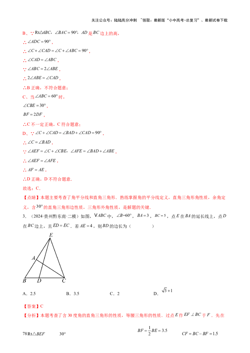 难点04特殊三角形的常考题型（8大热考题型）（解析版）_02中考总复习（2026版更新中）_02-数学-中考总复习_2025中考复习资料_2025年中考数学一轮知识梳理