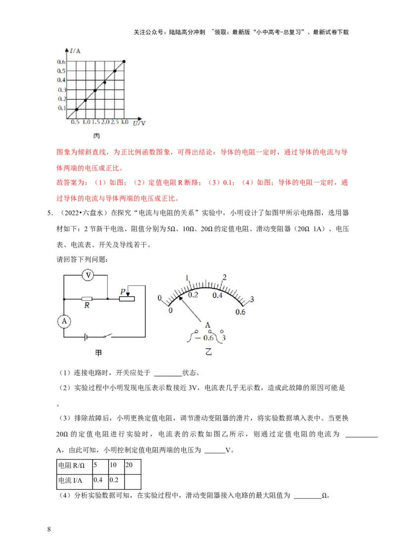 实验15探究电流与电压、电阻的关系（解析版）_02中考总复习（2026版更新中）_04-物理-中考总复习_2024年中考复习资料_二轮复习_（讲义+练习）2024年中考物理二轮题型专项复习