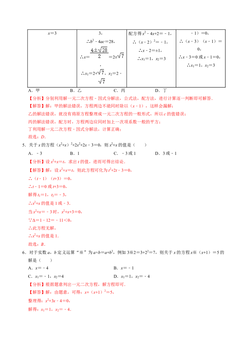 第05讲解一元二次方程-因式分解法（2个知识点+5类热点题型讲练+习题巩固）（教师版）_初中数学_九年级数学上册（人教版）_同步讲义-U18_2025版