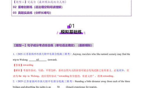 专题06句子成分、基本句型和长难句分析（练习）（解析版）_02高考数学_2025年新高考资料_二轮复习_01高考语文等多个文件_上好课2025年高考英语二轮复习讲练测（新高考通用）