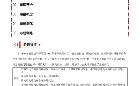 专题06+屈辱与反抗&mdash;&mdash;晚清时期的内忧外患与救亡图存知识大盘点+专题特训2024年高考历史三轮冲刺+_07高考历史_2024年新高考资料_52024三轮冲刺
