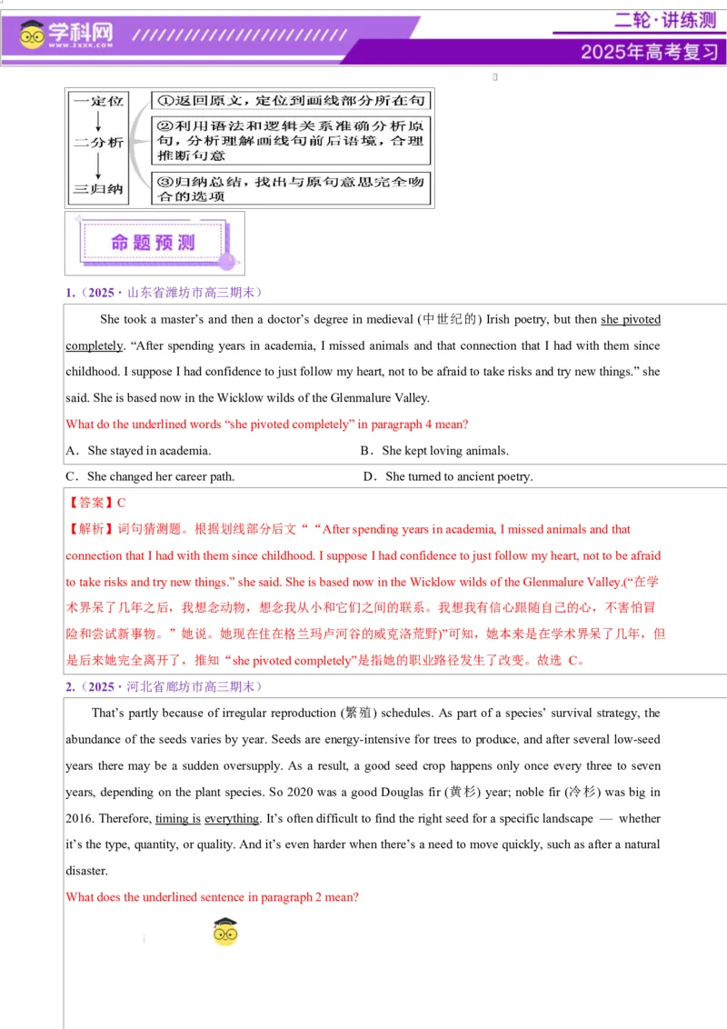 专题04阅读理解之猜测词义题（讲义）（解析版）_02高考数学_2025年新高考资料_二轮复习_01高考语文等多个文件_上好课2025年高考英语二轮复习讲练测（新高考通用）