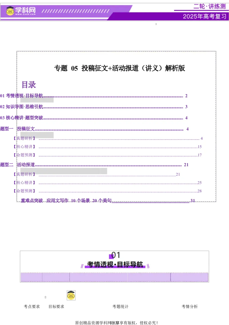 专题05投稿征文活动报道（讲义）（解析版）_02高考数学_2025年新高考资料_二轮复习_01高考语文等多个文件_上好课2025年高考英语二轮复习讲练测（新高考通用）_第七部分写作