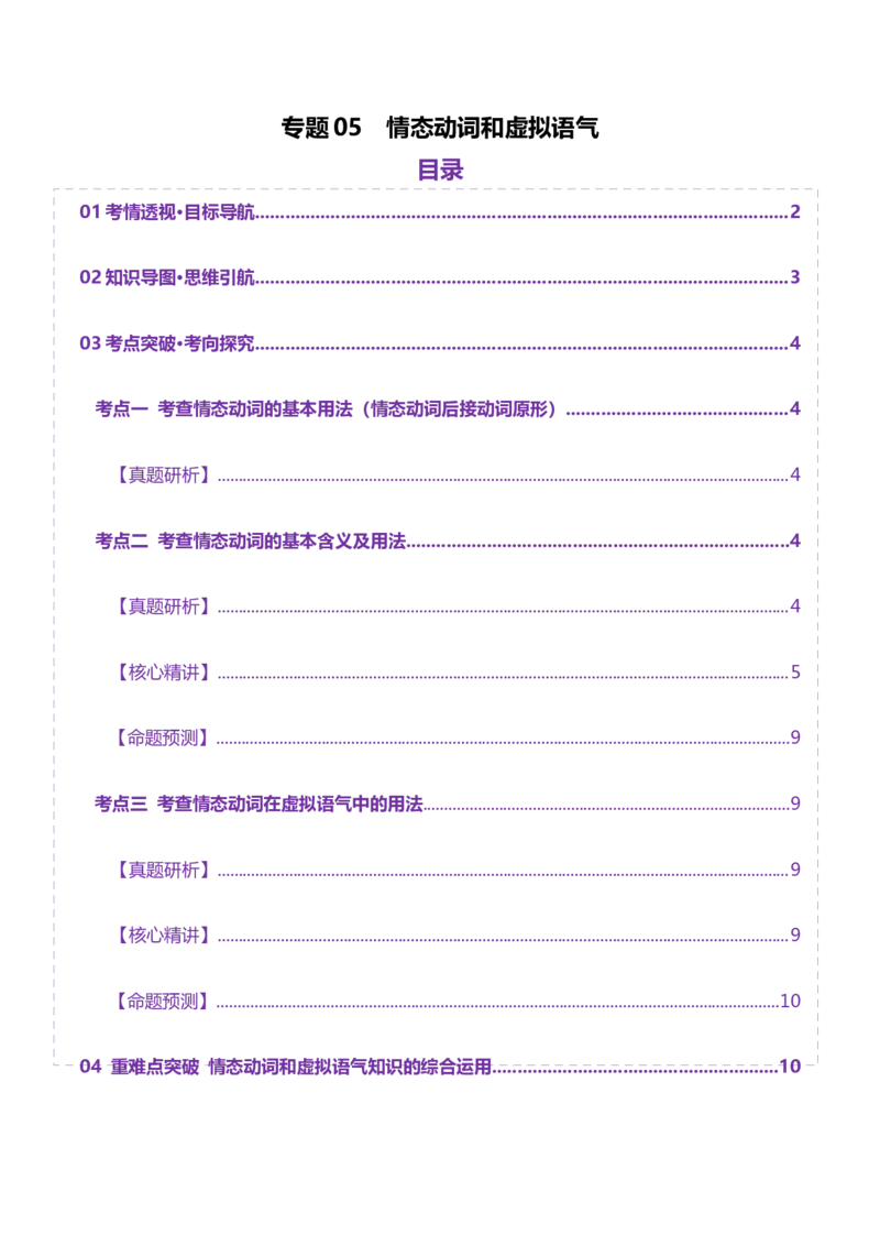 专题05情态动词和虚拟语气（讲义）（原卷版）_02高考数学_2025年新高考资料_二轮复习_01高考语文等多个文件_上好课2025年高考英语二轮复习讲练测（新高考通用）_第三部分语法知识