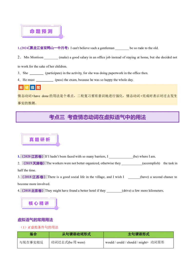 专题05情态动词和虚拟语气（讲义）（原卷版）_02高考数学_2025年新高考资料_二轮复习_01高考语文等多个文件_上好课2025年高考英语二轮复习讲练测（新高考通用）_第三部分语法知识