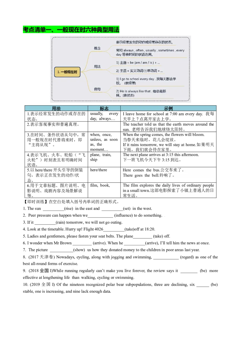 专题05动词时态语态（现在时）（讲案）原卷版_03高考英语_新高考复习资料_2025年新高考复习_2025年高考英语一轮复习知识清单