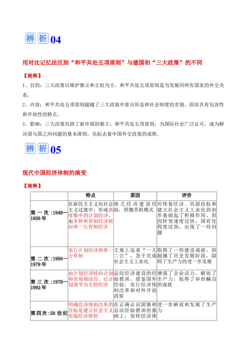 专题06++中华人民共和国时期：新中国的成立与社会主义建设道路的探索+-2025年高考历史一轮复习知识清单_07高考历史_2025年新高考资料_一轮复习_2025年高考历史一轮复习知识清单（完结）