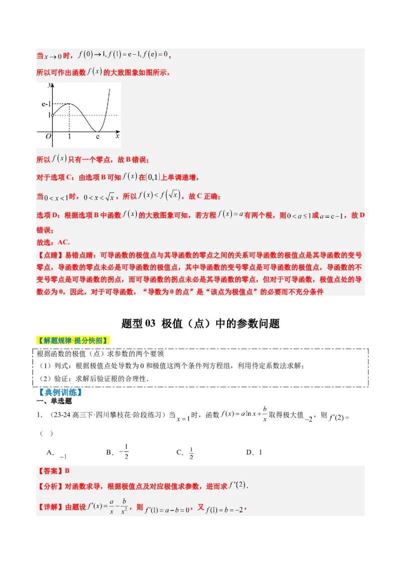 专题06导数与函数的极值、最值（6大题型）-2025年高考数学二轮热点题型归纳与变式演练（新高考通用）（解析版）_02高考数学_2025年新高考资料_二轮复习_一、题型突破
