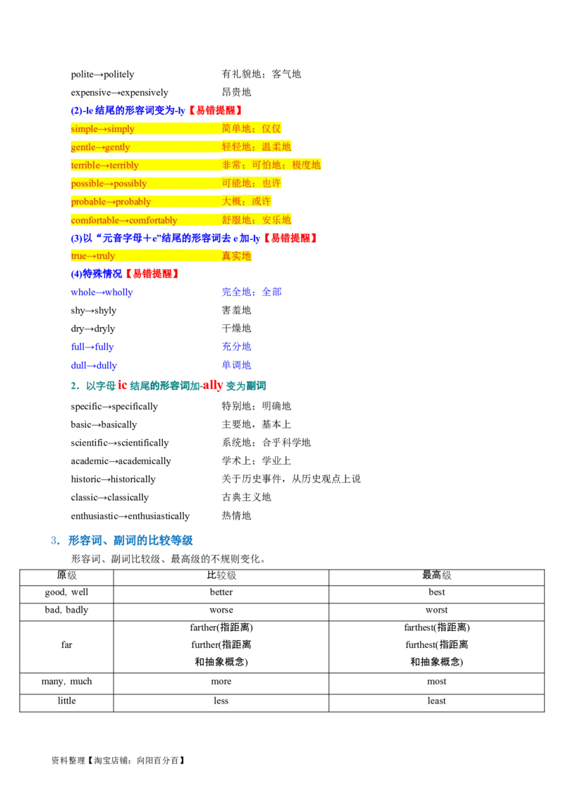 专题04形容词、副词（讲义）（解析版）_03高考英语_新高考复习资料_2024年新高考资料_二轮复习资料_2024年高考英语二轮复习讲练测（新教材新高考）_第一部分语法知识