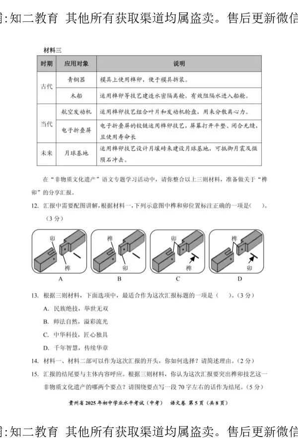 2025年贵州中考语文正文_贵州中考_六盘水_1.六盘水中考语文（2015-2025）_2025年贵州中考语文试卷
