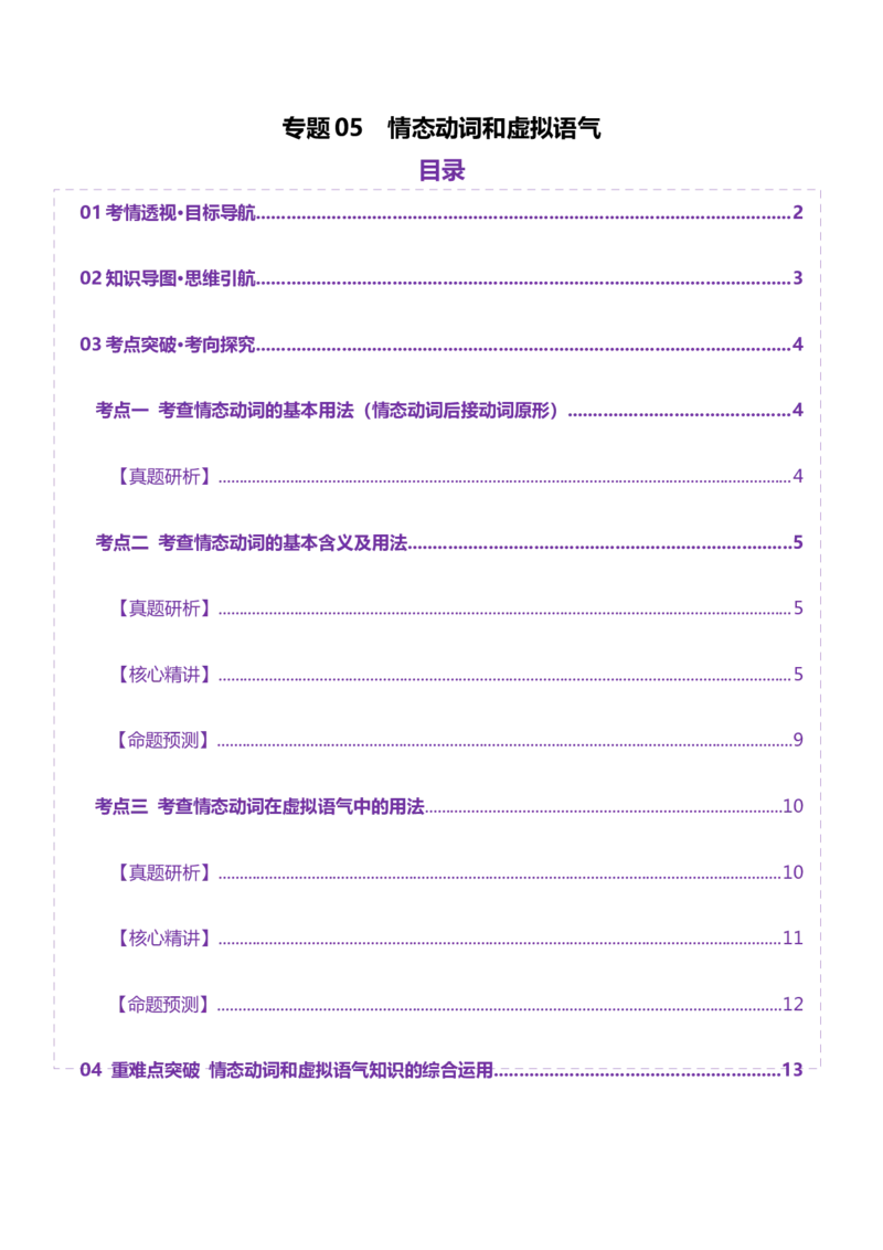 专题05情态动词和虚拟语气（讲义）（解析版）_02高考数学_2025年新高考资料_二轮复习_01高考语文等多个文件_上好课2025年高考英语二轮复习讲练测（新高考通用）_第三部分语法知识