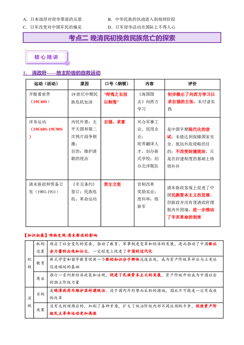 专题05救亡图存&mdash;近代中国的内忧外患与救亡图存（讲义）（原卷版）_07高考历史_2025年新高考资料_二轮复习_01高考语文等多个文件