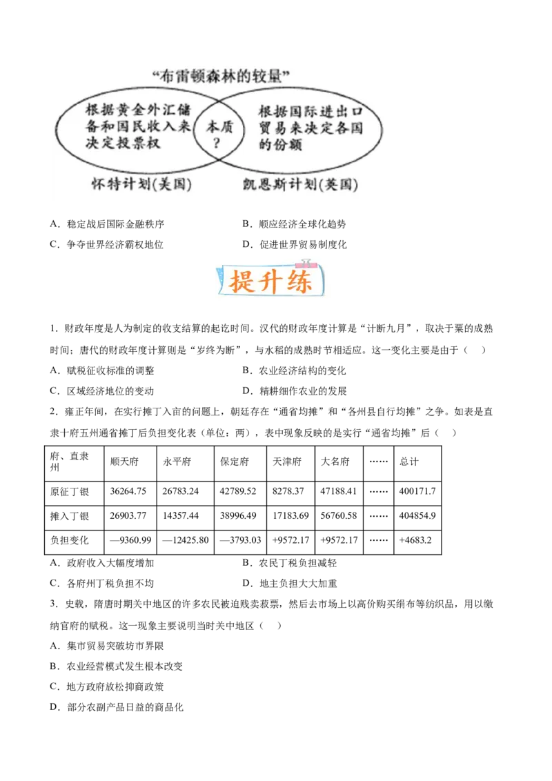 专题05中西方的货币与税收制度（原卷版）-备战2023年高考历史一轮复习考点微专题（新高考地区专用）_07高考历史_新高考复习资料_2023年新高考复习资料