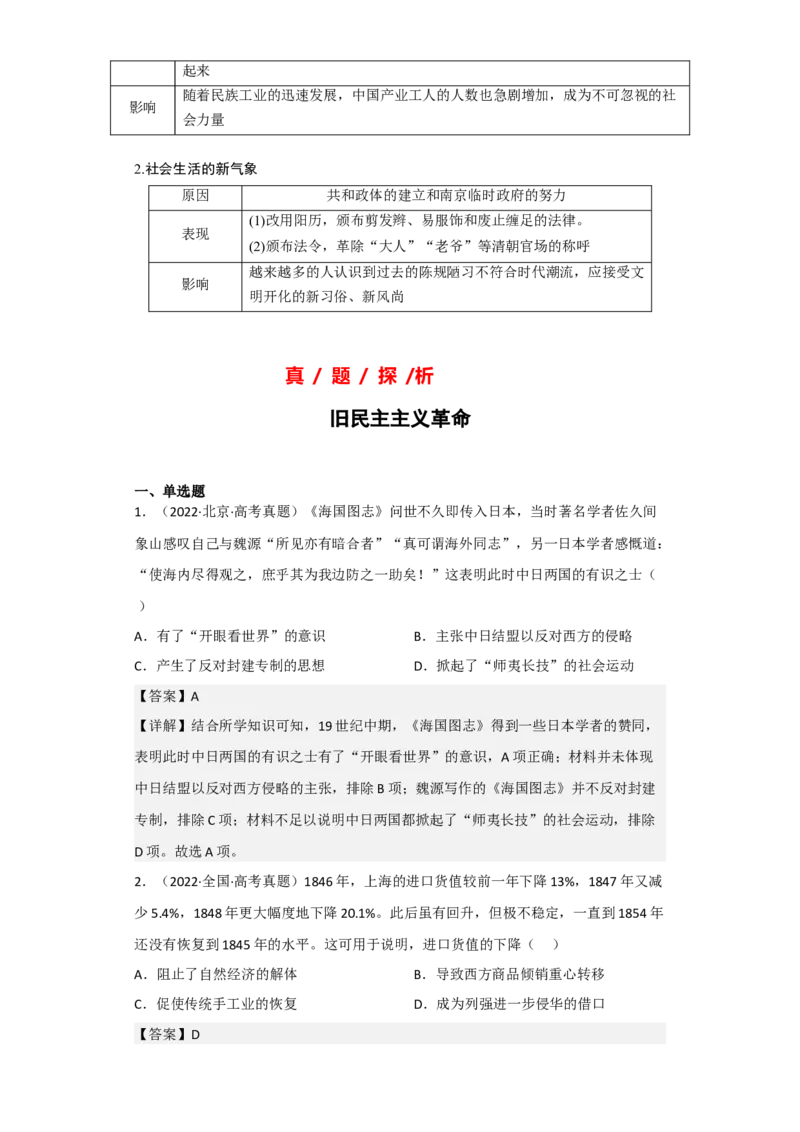专题06旧民主主义革命-2023年高考历史二轮复习高频考点追踪分析与预测（全国通用）_07高考历史_通用版（老高考）复习资料_2023年复习资料