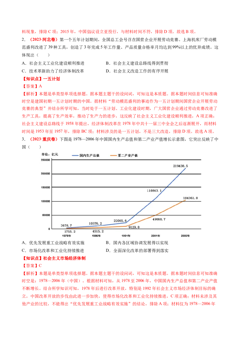 专题05中国现代史（解析版）_07高考历史_2024年新高考资料_52024三轮冲刺_查漏补缺2024年高考历史复习冲刺过关（新高考专用）