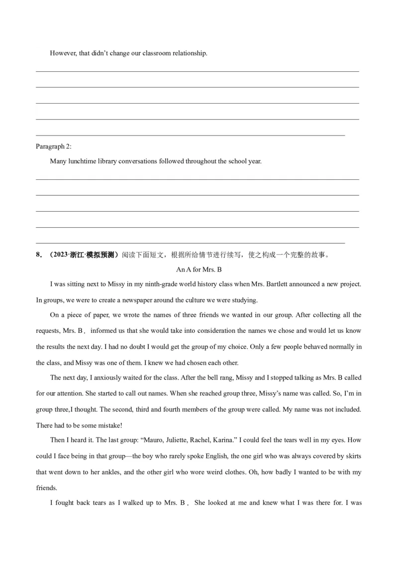 专题06学校生活与学习(读后续写人与社会)-2024年新高考英语一轮复习练小题刷大题提能力（原卷版）_03高考英语_新高考复习资料_2024年新高考资料_一轮复习资料_第二部分刷大题