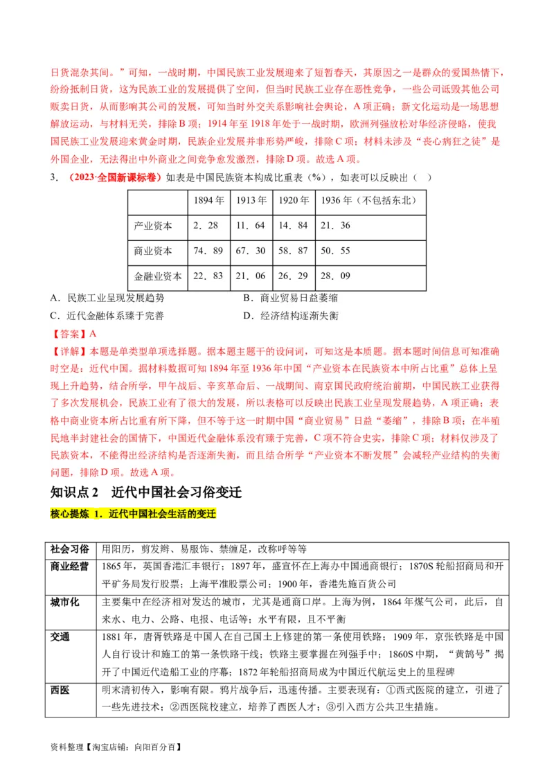 专题05近现代中国的经济变迁（讲义）（解析版）_07高考历史_新高考复习资料_2024年新高考复习资料_二轮复习资料_2024年高考历史二轮复习讲练测（新教材新高考）_配套讲义