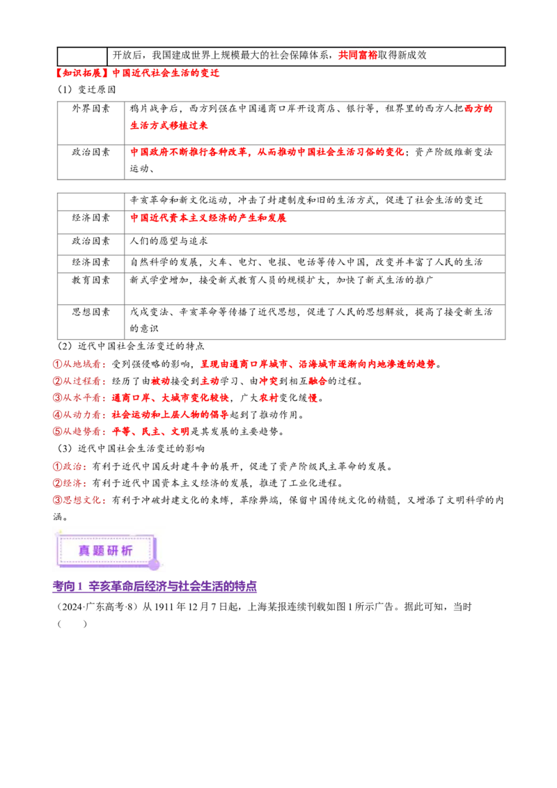 专题07冲击转型&mdash;中国近现代的经济转型与社会生活变迁（讲义）（解析版）_07高考历史_2025年新高考资料_二轮复习_上好课2025年高考历史二轮复习讲练测（新高考通用）3379861