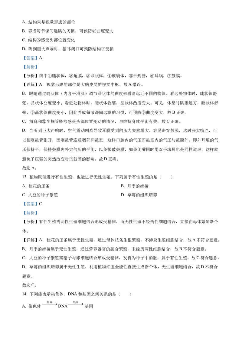 2025年贵州省中考生物真题（解析版）_贵州中考_6.贵州中考生物（2015-2025）