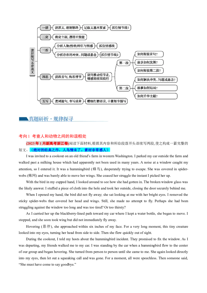 专题05读后续写综述（讲义）（解析版）_03高考英语_2024年新高考资料_2.2024二轮复习_2024年高考英语二轮复习讲练测（新教材新高考）_第五部分写作