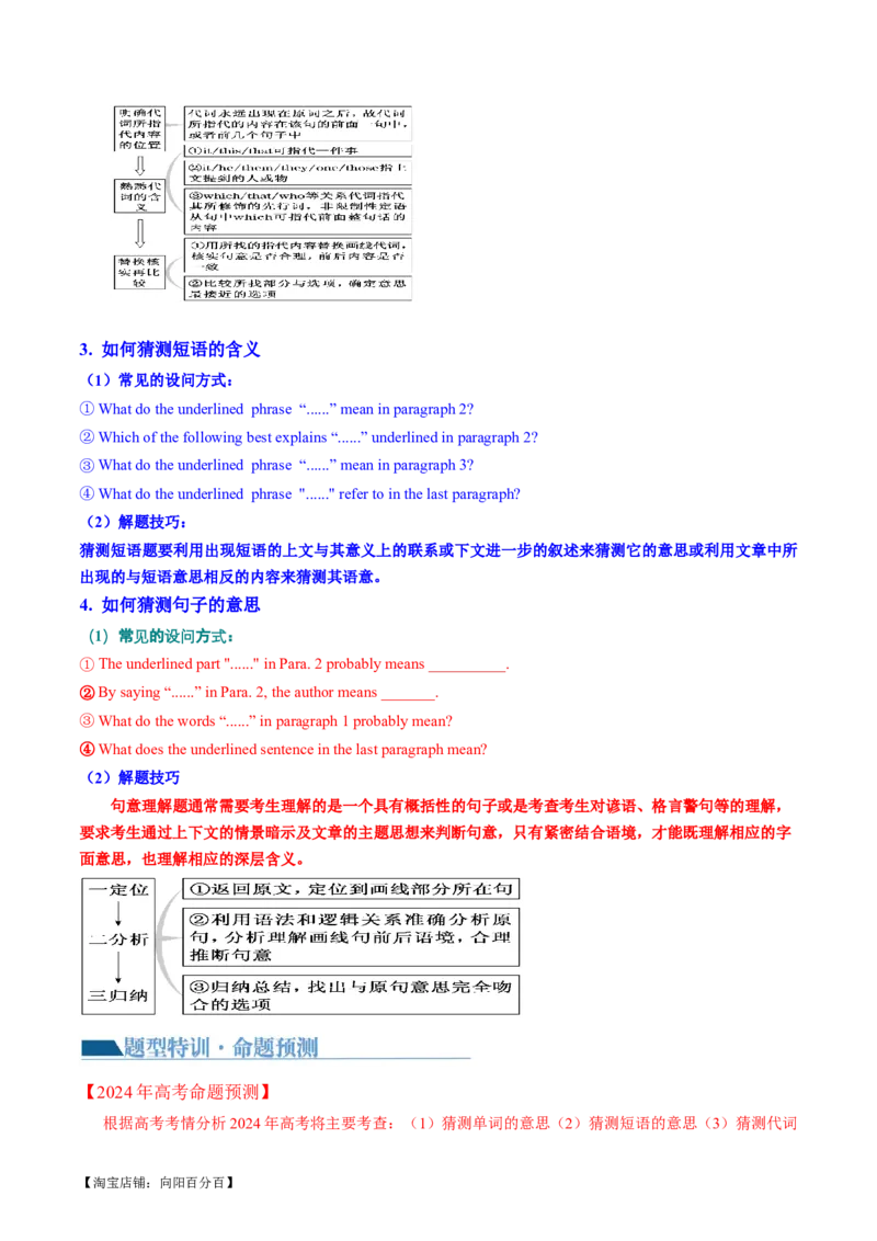 专题04阅读理解之猜测词义题（讲义）（解析版）_03高考英语_新高考复习资料_2024年新高考资料_二轮复习资料_2024年高考英语二轮复习讲练测（新教材新高考）_第二部分阅读