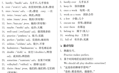 new7bunit3_新人教版7下英语学习资料包_12.知识清单_重点知识梳理