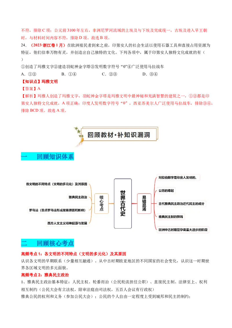 专题06世界古代史（解析版）_07高考历史_2024年新高考资料_52024三轮冲刺_查漏补缺2024年高考历史复习冲刺过关（新高考专用）