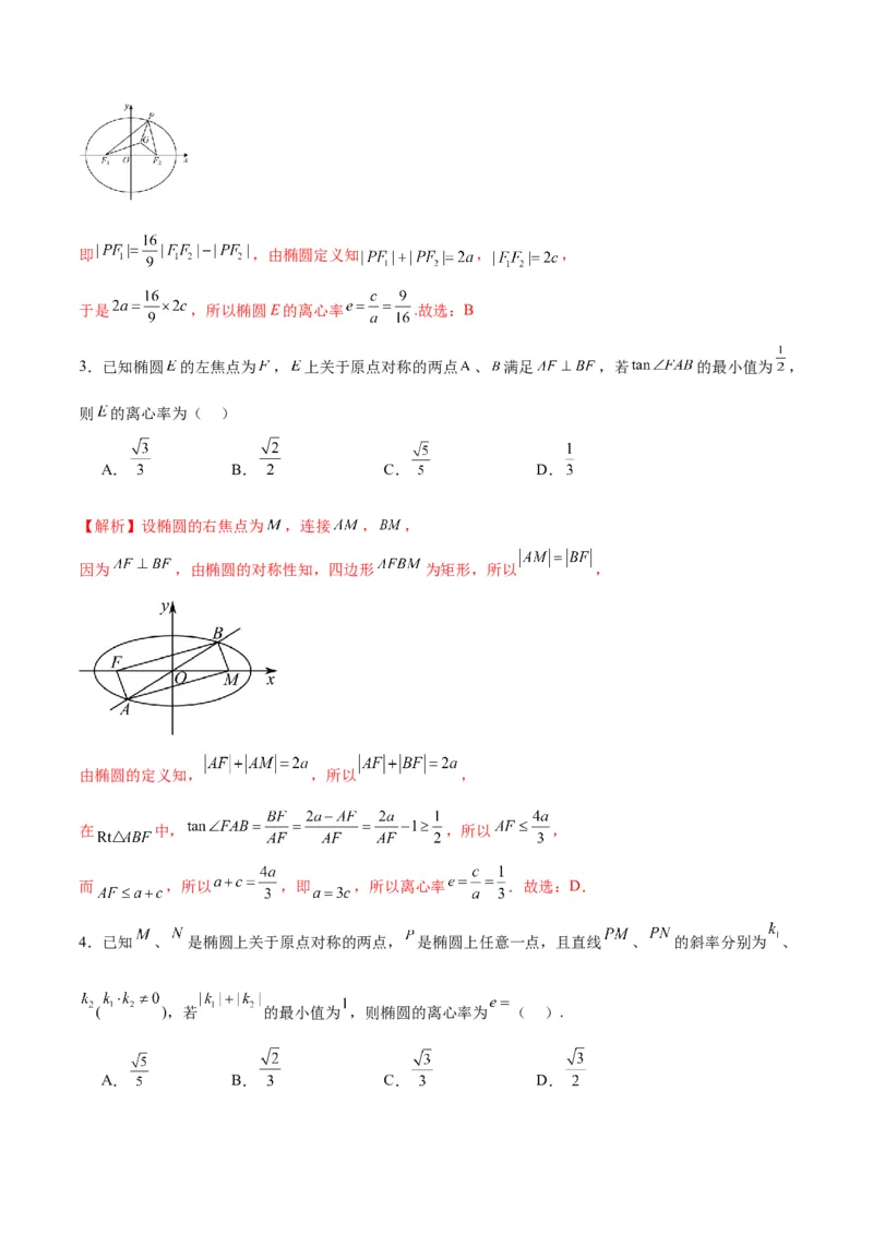 专题05椭圆中的离心率问题(解析版)_02高考数学_2024年新高考资料_3.2024专项复习_2024年新高考数学之圆锥曲线专项重难点突破练（新高考专用）