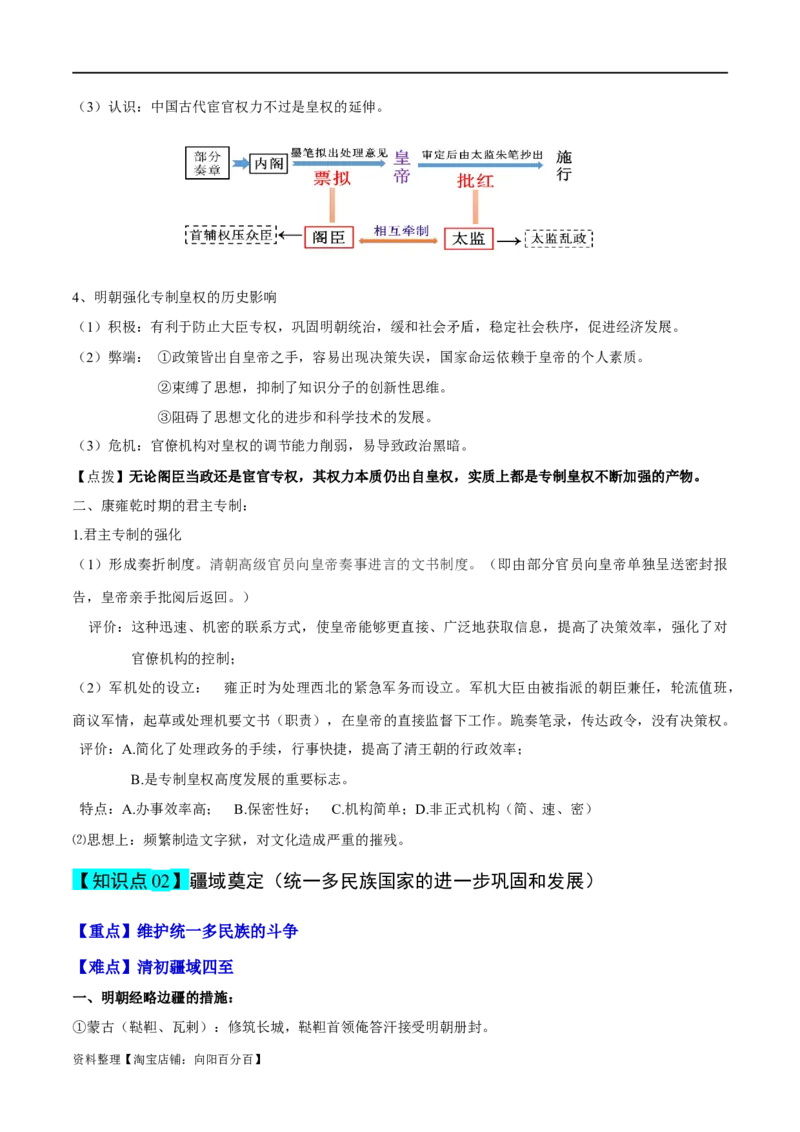 专题04明清中国版图的奠定与面临的挑战-口袋书2024年高考历史一轮复习知识清单_07高考历史_新高考复习资料_2024年新高考复习资料_一轮复习资料