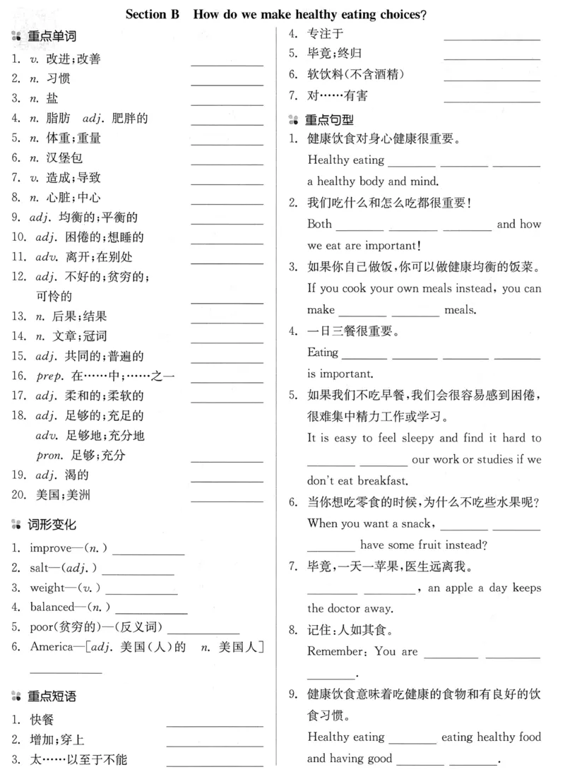 new7bunit4_新人教版7下英语学习资料包_12.知识清单_重点知识梳理