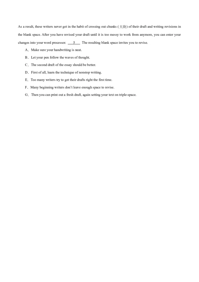 专题05阅读七选五（练习）（原卷版）_02高考数学_2025年新高考资料_二轮复习_01高考语文等多个文件_上好课2025年高考英语二轮复习讲练测（新高考通用）_第四部分阅读理解