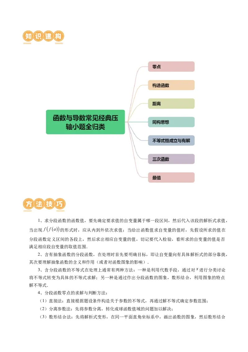 专题06函数与导数常见经典压轴小题归类（26大核心考点）（讲义）（原卷版）_02高考数学_新高考复习资料_2024年新高考资料_二轮复习资料_2024年高考数学二轮复习讲练测（新教材新高考）