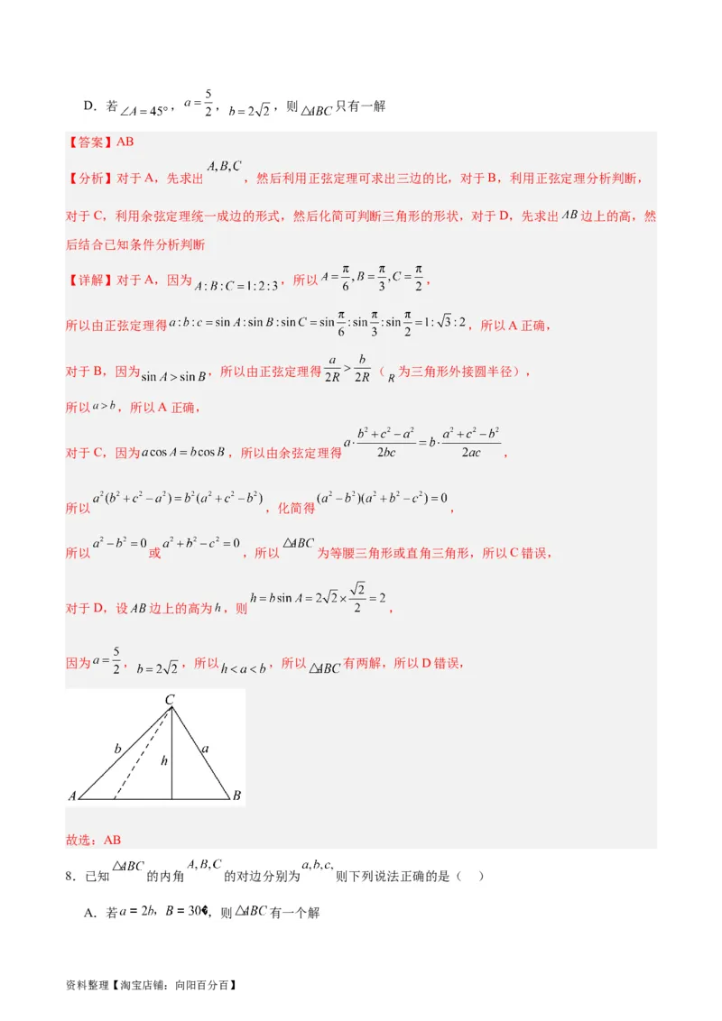 专题06解三角形及应用（3大易错点分析+解题模板+举一反三+易错题通关）-备战2024年高考数学考试易错题（新高考专用）（解析版）_02高考数学_新高考复习资料_2024年新高考资料