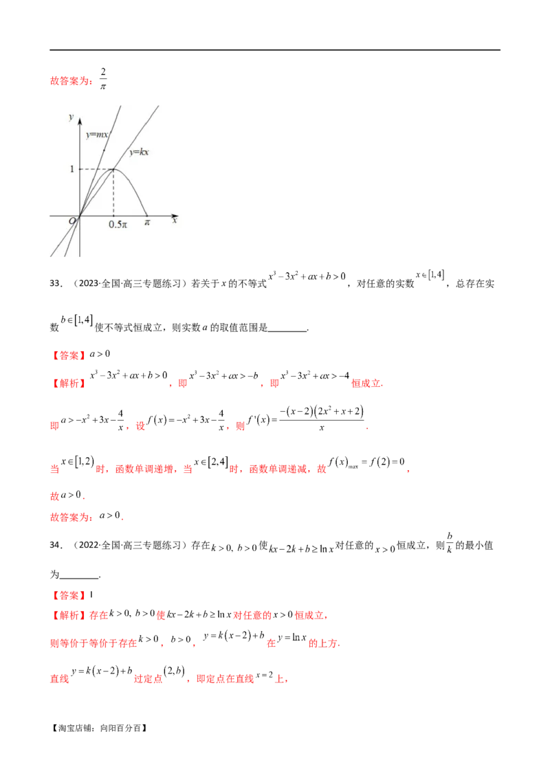 专题04恒成立与存在性求参（选填题6种考法）（解析版）_02高考数学_新高考复习资料_2024年新高考资料_二轮复习资料_2024届高三数学二轮复习《考法分类》专题训练（新高考）_1、选填题