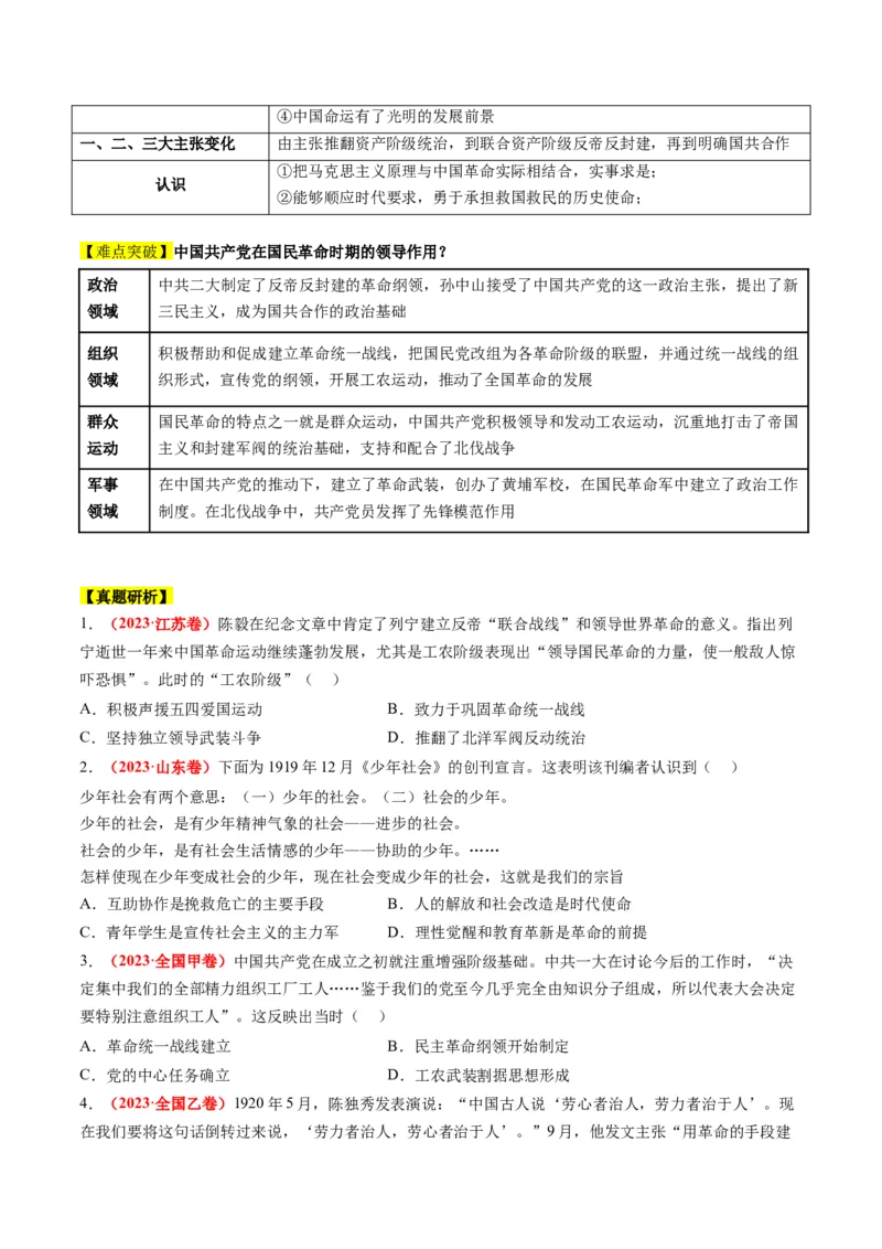 专题04近代中国的救亡图存（讲义）（原卷版）_07高考历史_新高考复习资料_2024年新高考复习资料_二轮复习资料_2024年高考历史二轮复习讲练测（新教材新高考）_配套讲义