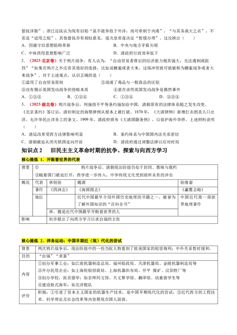 专题04近代中国的救亡图存（讲义）（原卷版）_07高考历史_新高考复习资料_2024年新高考复习资料_二轮复习资料_2024年高考历史二轮复习讲练测（新教材新高考）_配套讲义