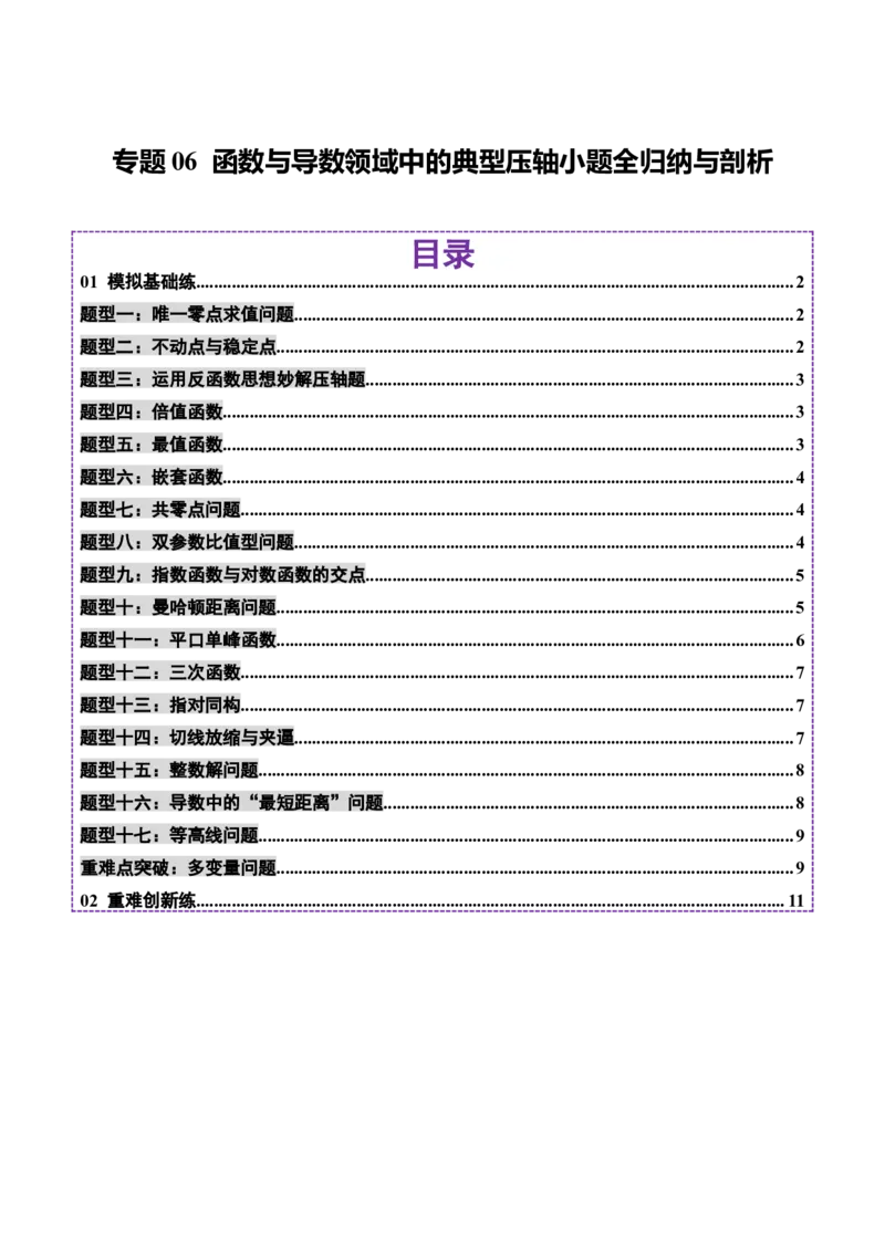 专题06函数与导数领域中的典型压轴小题全归纳与剖析（练习）（原卷版）_02高考数学_2025年新高考资料_二轮复习_01高考语文等多个文件