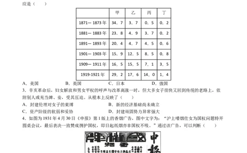 专题05近现代中国的经济变迁（原卷版）_07高考历史_新高考复习资料_2024年新高考复习资料_二轮复习资料_2024年高考历史二轮复习讲练测（新教材新高考）_配套练习