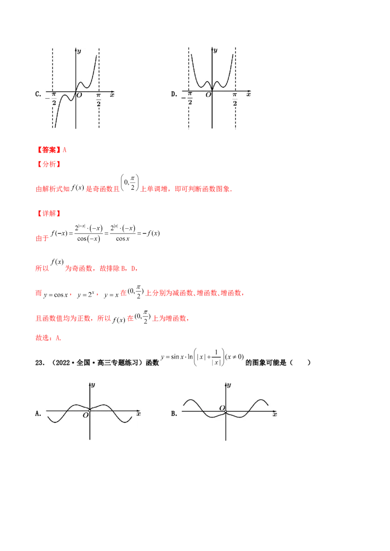 专题05函数图象的辨析100题(解析版)_02高考数学_新高考复习资料_2022年新高考资料_千题百练2022高考数学