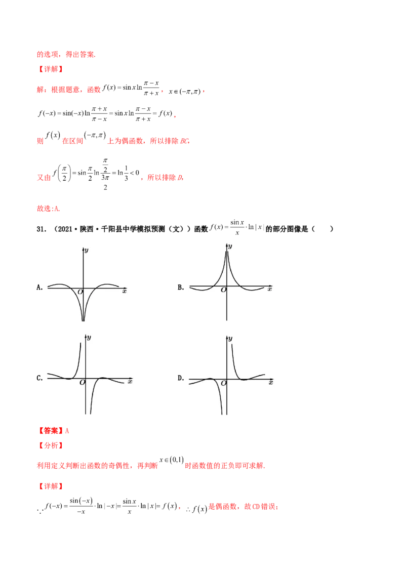 专题05函数图象的辨析100题(解析版)_02高考数学_新高考复习资料_2022年新高考资料_千题百练2022高考数学