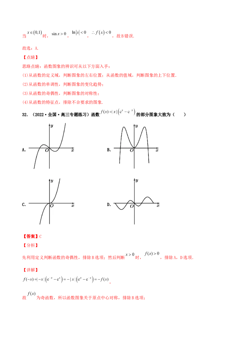 专题05函数图象的辨析100题(解析版)_02高考数学_新高考复习资料_2022年新高考资料_千题百练2022高考数学
