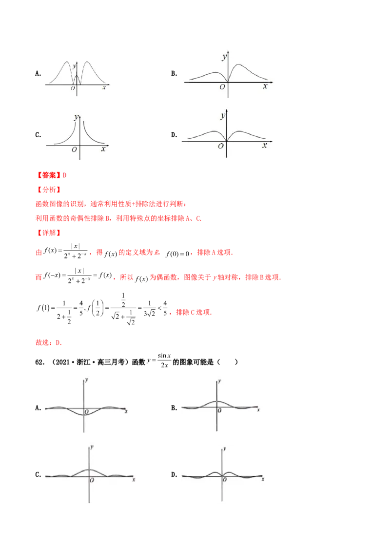 专题05函数图象的辨析100题(解析版)_02高考数学_新高考复习资料_2022年新高考资料_千题百练2022高考数学