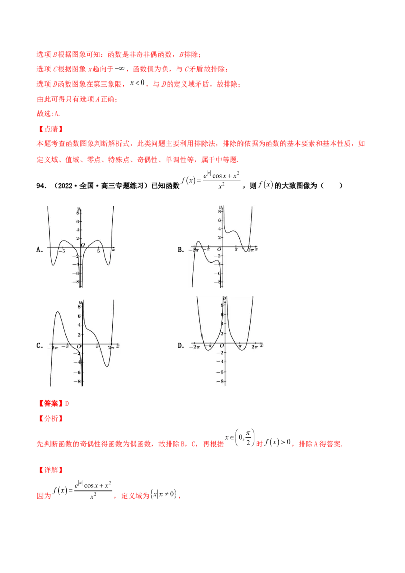 专题05函数图象的辨析100题(解析版)_02高考数学_新高考复习资料_2022年新高考资料_千题百练2022高考数学