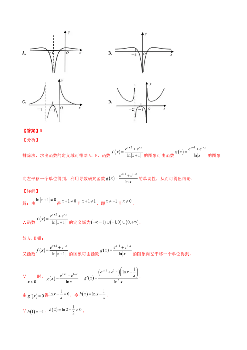 专题05函数图象的辨析100题(解析版)_02高考数学_新高考复习资料_2022年新高考资料_千题百练2022高考数学
