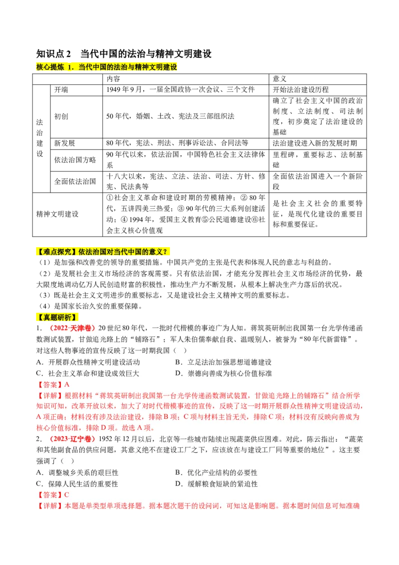 专题06现代中国的国家发展（解析版）_07高考历史_2024年新高考资料_2.2024二轮复习_2024年高考历史二轮复习讲练测（新教材新高考）